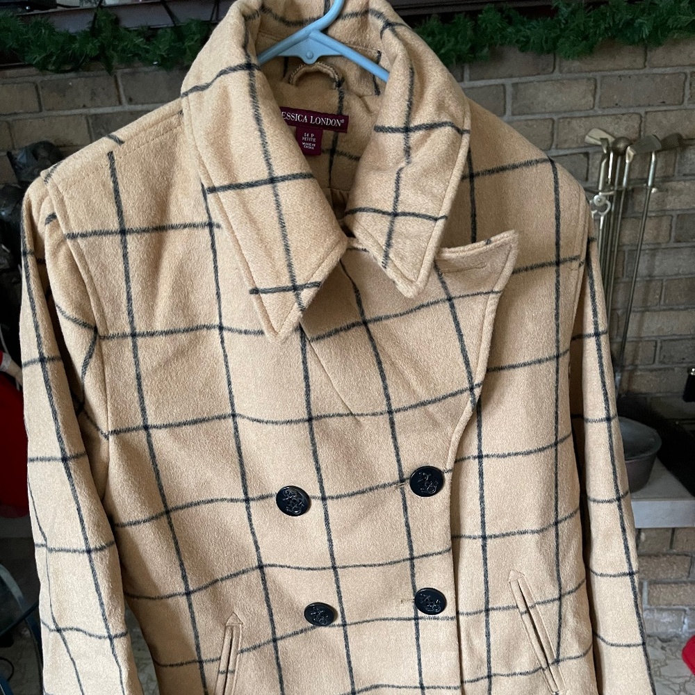 Ladies petite size 14 style peacoat, waist length wool and polyester  blend.